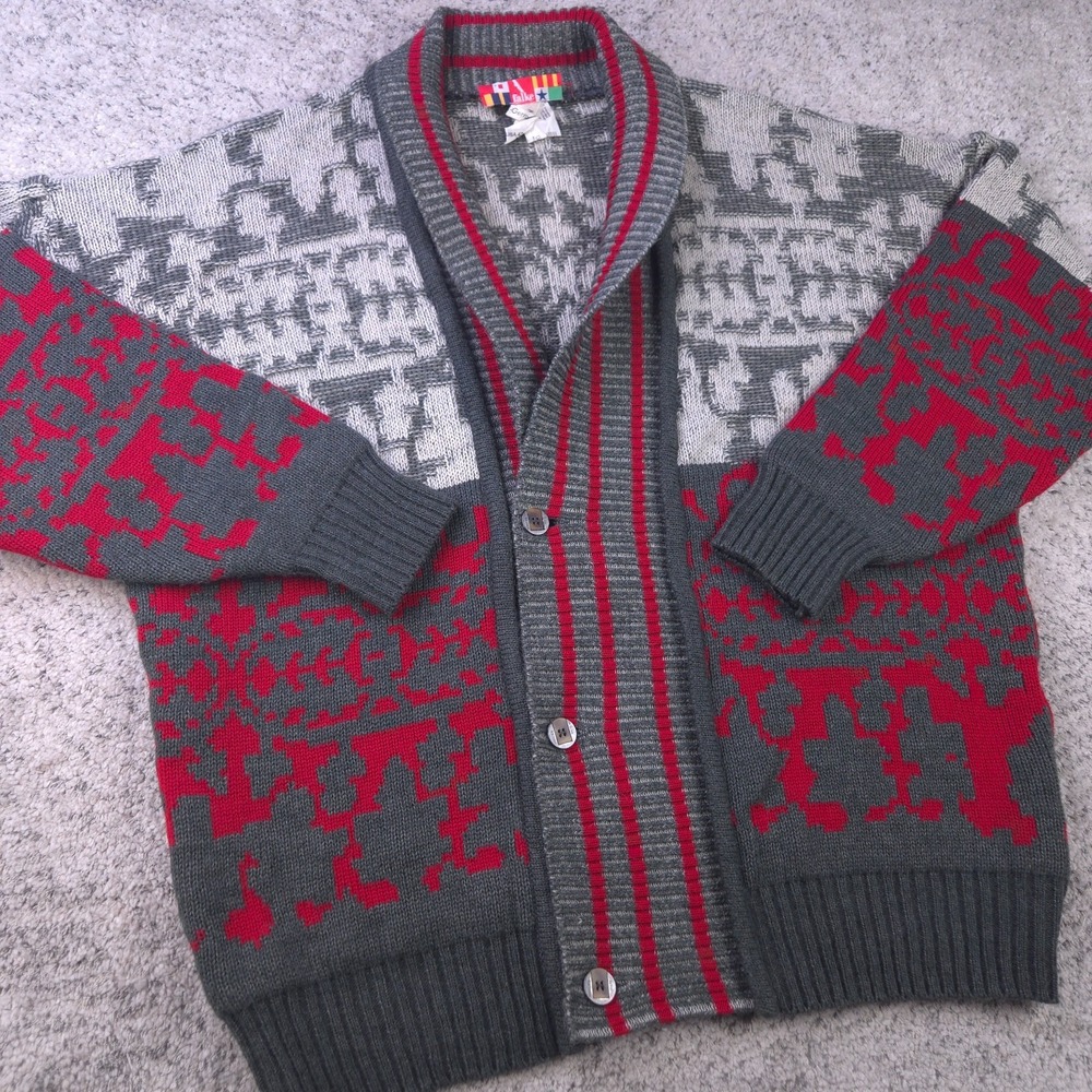VTG Falke Cardigan Sweater Mens 42 Wool Alpaca Blend Made In West Germany Gray